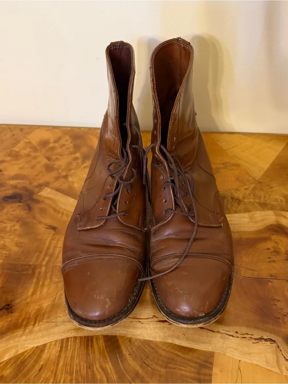 Vintage Leather Boots Cap Toe England Size 5